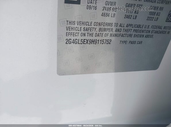 2G4GL5EX9H9115752 2017 BUICK REGAL White Engine compartment view