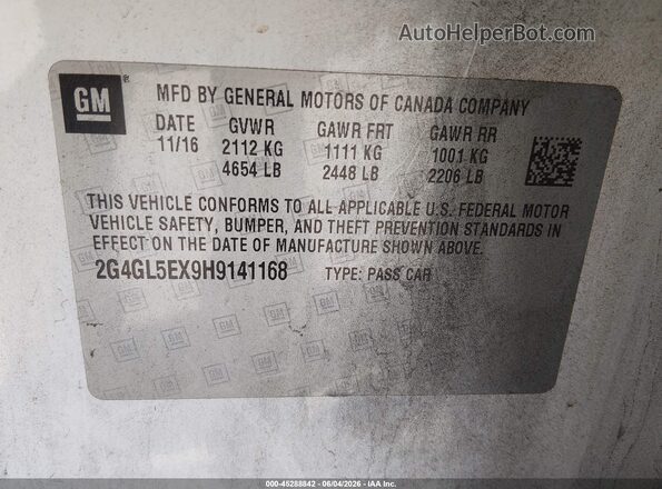 2G4GL5EX9H9141168 2017 BUICK REGAL White Вид підкапотного простору