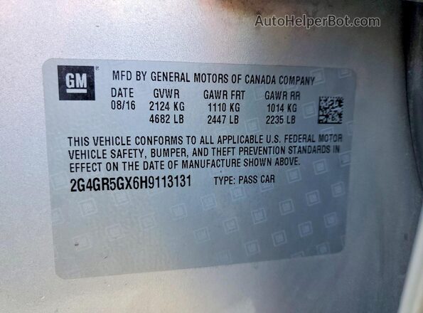 2G4GR5GX6H9113131 2017 BUICK REGAL Silver 