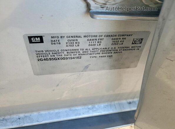2G4GS5GX0G9194162 2016 BUICK REGAL Silver 