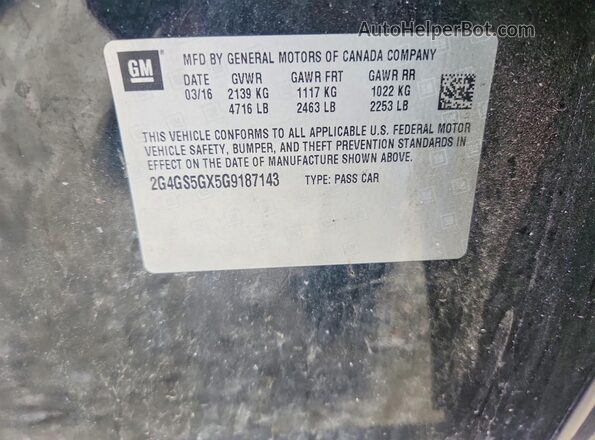 2G4GS5GX5G9187143 2016 BUICK REGAL Black Vista del compartimento del motor
