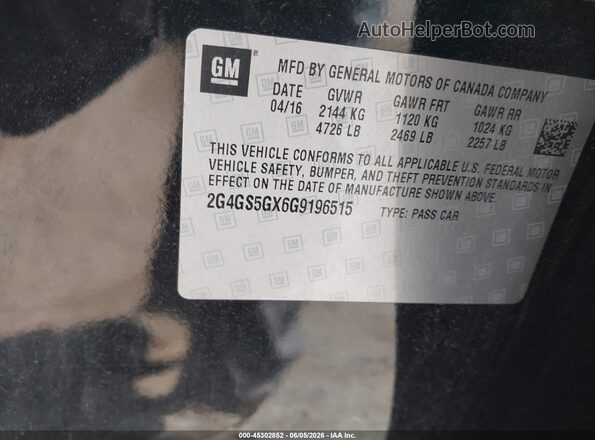 2G4GS5GX6G9196515 2016 BUICK REGAL Black Вид підкапотного простору