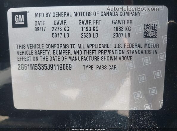 2G61M5S35J9119069 2018 CADILLAC XTS Black Vista del compartimento del motor