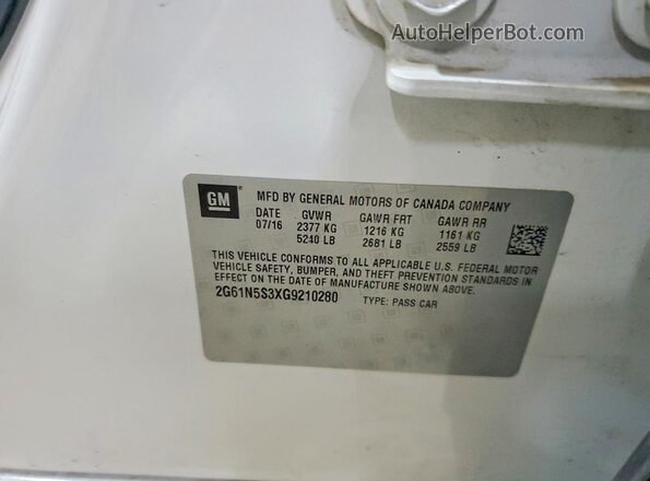 2G61N5S3XG9210280 2016 CADILLAC XTS Белый Вид подкапотного пространства