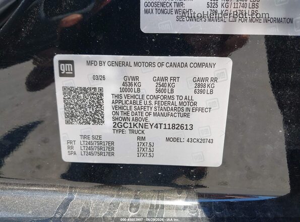 2GC1KNEY4T1182613 2026 CHEVROLET SILVERADO Black Engine compartment view