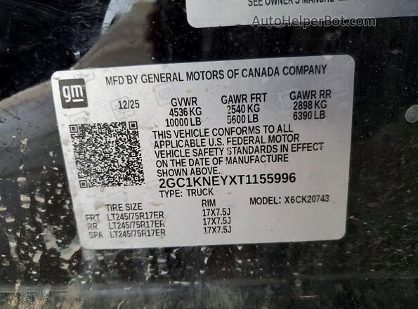 2GC1KNEYXT1155996 2026 CHEVROLET SILVERADO Black ძრავის განყოფილების ხედი