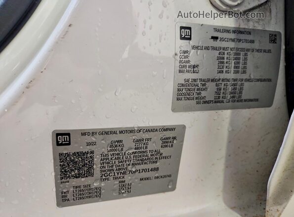 2GC1YNE70P1701488 2023 CHEVROLET SILVERADO White ძრავის განყოფილების ხედი