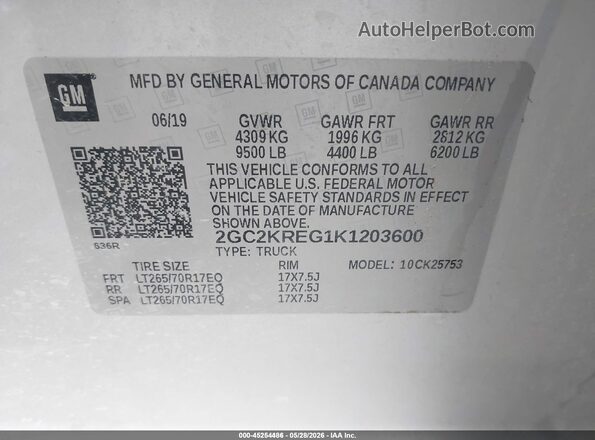2GC2KREG1K1203600 2019 CHEVROLET SILVERADO Silver ძრავის განყოფილების ხედი