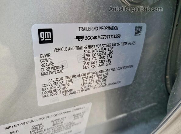 2GC4KME70T1111259 2026 CHEVROLET SILVERADO Gray Widok komory silnika