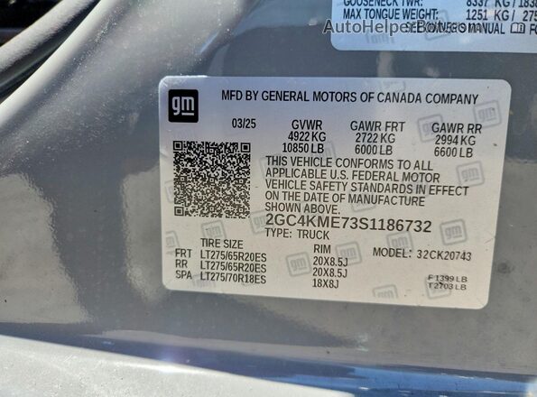 2GC4KME73S1186732 2025 CHEVROLET SILVERADO Gray Շարժիչի բաժամունքի տեսք