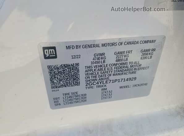 2GC4YLE71P1714929 2023 CHEVROLET SILVERADO White Vista del compartimento del motor