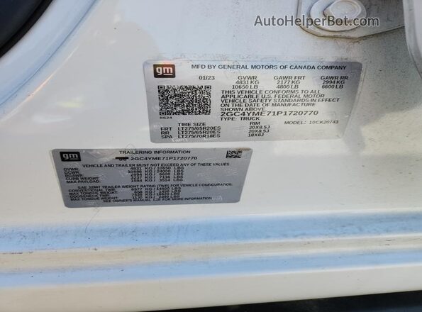 2GC4YME71P1720770 2023 CHEVROLET SILVERADO White 