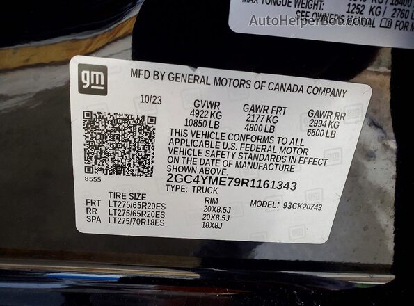 2GC4YME79R1161343 2024 CHEVROLET SILVERADO Черный 