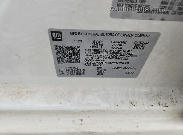 2GC4YMEY4R1163686 2024 CHEVROLET SILVERADO White 