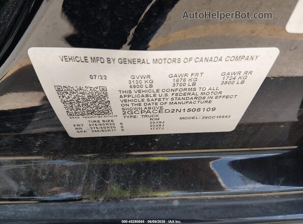 2GCPACED2N1506109 2022 CHEVROLET SILVERADO Black Вид підкапотного простору