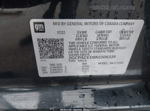 2GCPACED8N1506339 2022 CHEVROLET SILVERADO Черный Вид подкапотного пространства