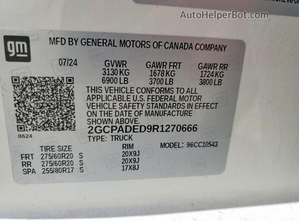 2GCPADED9R1270666 2024 CHEVROLET SILVERADO White Շարժիչի բաժամունքի տեսք