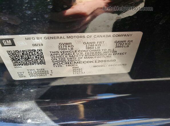 2GCRCMEC0K1209559 2019 CHEVROLET SILVERADO Black Vista del compartimento del motor