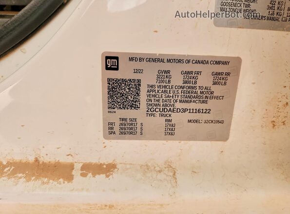 2GCUDAED3P1116122 2023 CHEVROLET SILVERADO White ძრავის განყოფილების ხედი