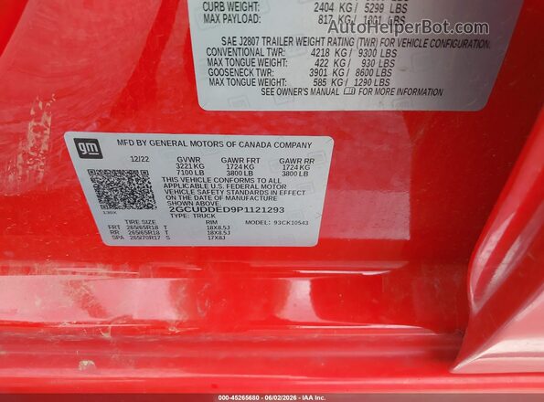 2GCUDDED9P1121293 2023 CHEVROLET SILVERADO Red Widok komory silnika