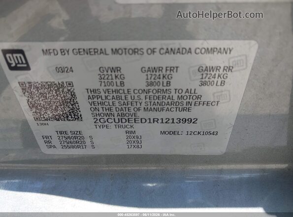2GCUDEED1R1213992 2024 CHEVROLET SILVERADO Gray Շարժիչի բաժամունքի տեսք