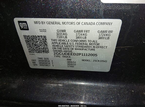2GCUDEED2P1112005 2023 CHEVROLET SILVERADO Black ძრავის განყოფილების ხედი