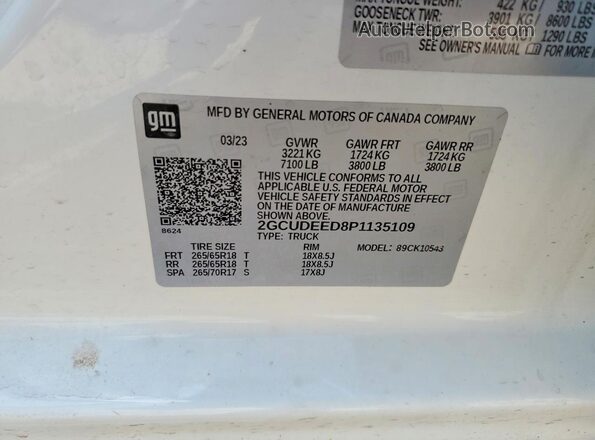 2GCUDEED8P1135109 2023 CHEVROLET SILVERADO White Widok komory silnika