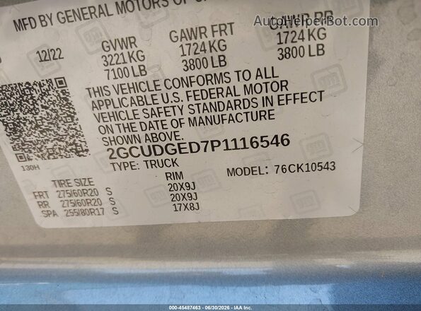 2GCUDGED7P1116546 2023 CHEVROLET SILVERADO Серебряный Вид подкапотного пространства