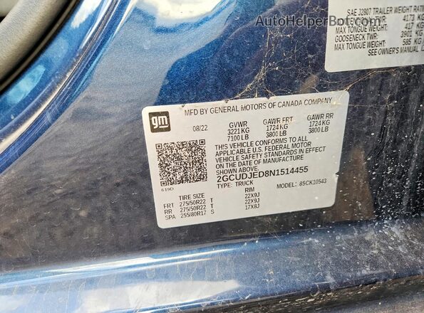 2GCUDJED8N1514455 2022 CHEVROLET SILVERADO Blue Вид підкапотного простору