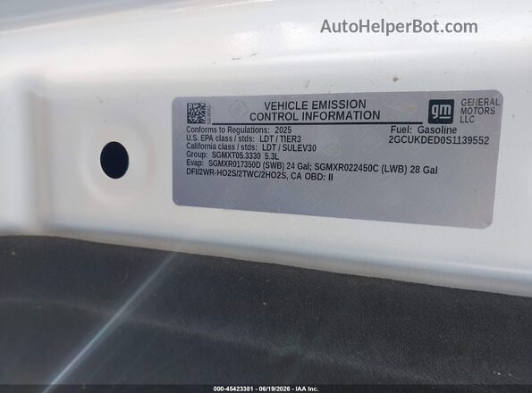 2GCUKDED0S1139552 2025 CHEVROLET SILVERADO Белый Вид подкапотного пространства