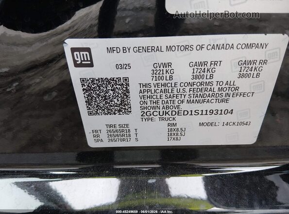 2GCUKDED1S1193104 2025 CHEVROLET SILVERADO Black Вид підкапотного простору