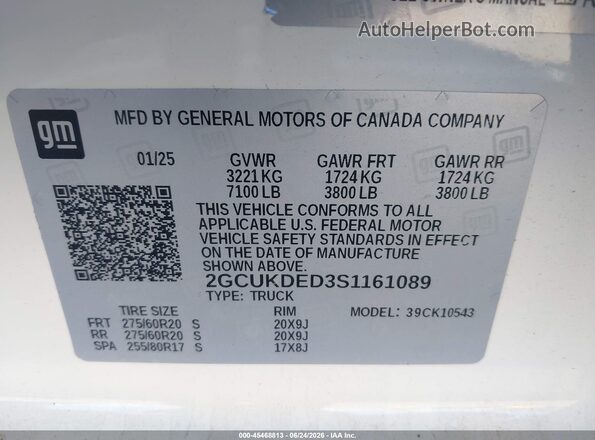 2GCUKDED3S1161089 2025 CHEVROLET SILVERADO Белый Вид подкапотного пространства