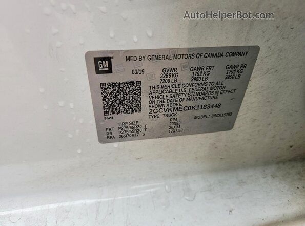 2GCVKMEC0K1183448 2019 CHEVROLET SILVERADO White Vista del compartimento del motor