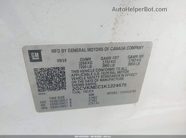 2GCVKNEC1K1224675 2019 CHEVROLET SILVERADO White Շարժիչի բաժամունքի տեսք
