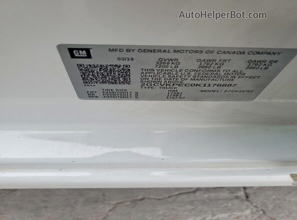 2GCVKPEC0K1176887 2019 CHEVROLET SILVERADO Белый Вид подкапотного пространства