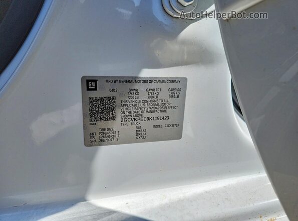 2GCVKPEC0K1191423 2019 CHEVROLET SILVERADO White 
