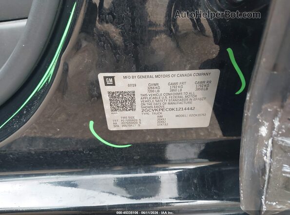 2GCVKPEC0K1214442 2019 CHEVROLET SILVERADO Black ძრავის განყოფილების ხედი