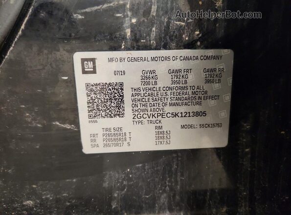2GCVKPEC5K1213805 2019 CHEVROLET SILVERADO Black Շարժիչի բաժամունքի տեսք