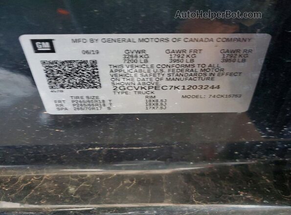 2GCVKPEC7K1203244 2019 CHEVROLET SILVERADO Charcoal Vista del compartimento del motor