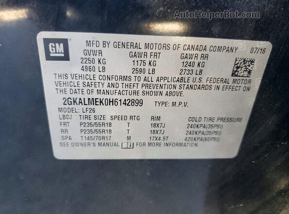 2GKALMEK0H6142899 2017 GMC TERRAIN Black 