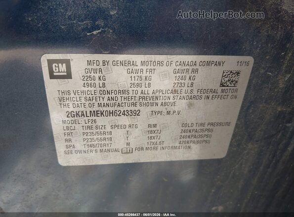 2GKALMEK0H6243392 2017 GMC TERRAIN Navy 