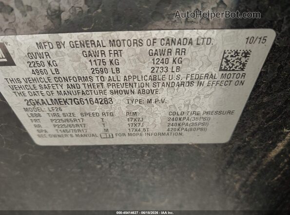 2GKALMEK7G6164283 2016 GMC TERRAIN Black 
