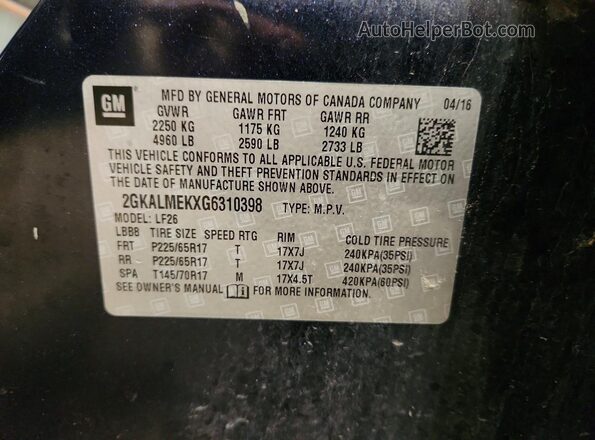 2GKALMEKXG6310398 2016 GMC TERRAIN Blue Engine compartment view