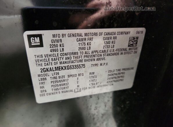 2GKALMEKXG6335575 2016 GMC TERRAIN Black 