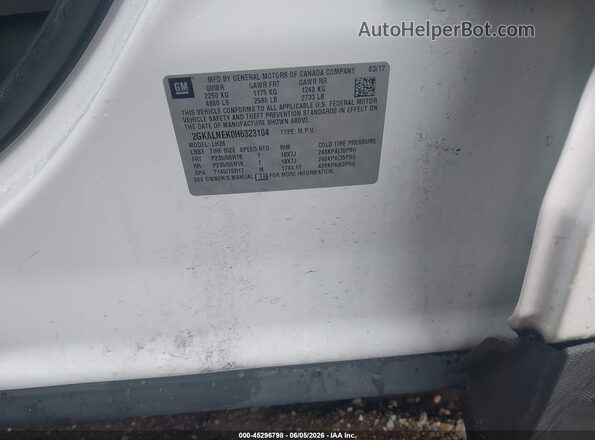 2GKALNEK0H6323104 2017 GMC TERRAIN White Շարժիչի բաժամունքի տեսք