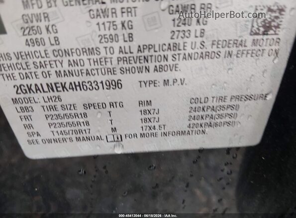 2GKALNEK4H6331996 2017 GMC TERRAIN Black Engine compartment view