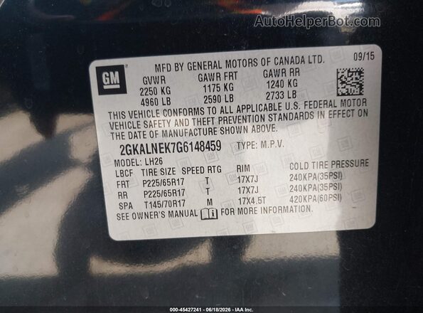 2GKALNEK7G6148459 2016 GMC TERRAIN Black Вид підкапотного простору