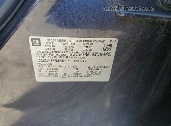 2GKALNEK7G6303916 2016 GMC TERRAIN Charcoal Շարժիչի բաժամունքի տեսք