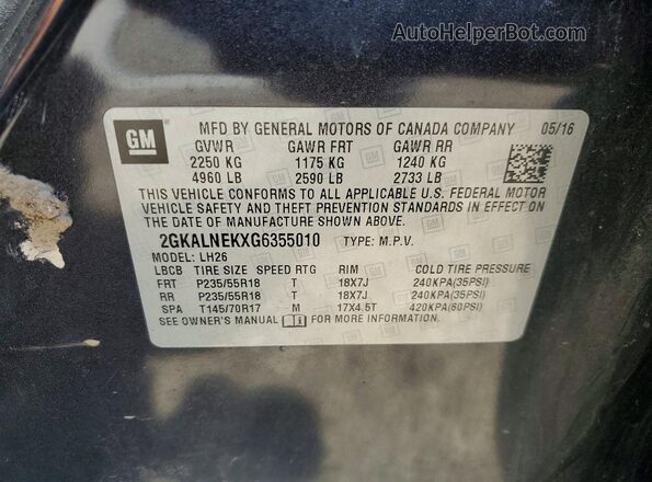 2GKALNEKXG6355010 2016 GMC TERRAIN Gray სალონის 360-გრადუსიანი ხედი