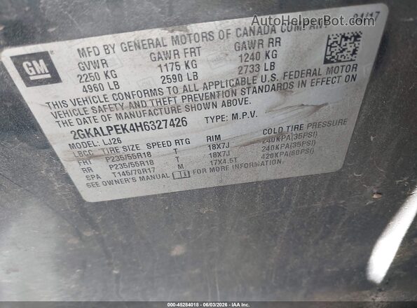 2GKALPEK4H6327426 2017 GMC TERRAIN Черный Вид подкапотного пространства